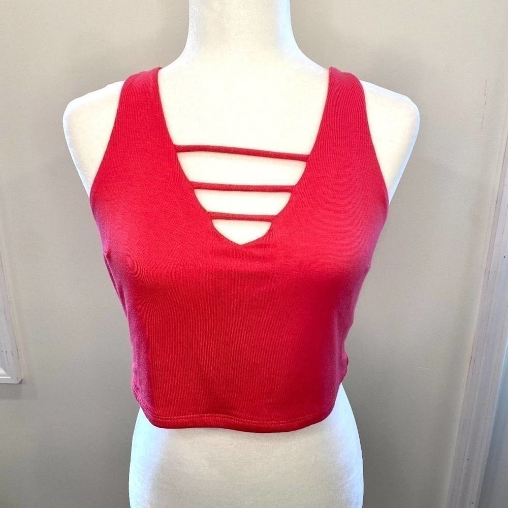 Lucy Love hot‎ pink hurricane strappy crop top